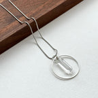 N37 [Aries Taurus | April] White crystal hexagonal column silver-plated necklace