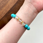 BS181 [Sagittarius Capricorn | December Birthday] Blue Turquoise White Crystal Flower Gold-plated Bracelet