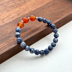 BS169 [Clarify Yourself] Blue Stone Red Agate Simple Silver-plated Bracelet
