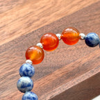 BS169 [Clarify Yourself] Blue Stone Red Agate Simple Silver-plated Bracelet