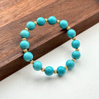 BS185 [Sagittarius Capricorn | December Birthday] Blue Turquoise Ball Gold-plated Bracelet