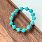 BS185 [Sagittarius Capricorn | December Birthday] Blue Turquoise Ball Gold-plated Bracelet