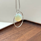 N35【天秤天蠍座|10月】蛋白石橫紋球鍍銀頸鏈項鏈