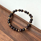 BS193 [Capricorn Aquarius | January] Garnet ball gold-plated bracelet