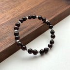 BS194 [Capricorn Aquarius | January] Garnet ball silver-plated bracelet