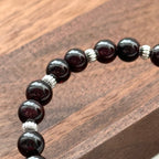 BS194 [Capricorn Aquarius | January] Garnet ball silver-plated bracelet