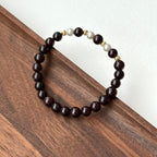 BS195 【摩羯水瓶座|1月】石榴石淡水珍珠球鍍金手鏈手串