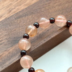 BS197 [Love and Warmth] Red Rabbit Fur Garnet Bracelet