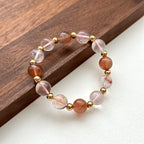 BS199 [Love and Warmth] Red Rabbit Fur Simple Gold Bracelet