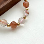 BS199 [Love and Warmth] Red Rabbit Fur Simple Gold Bracelet