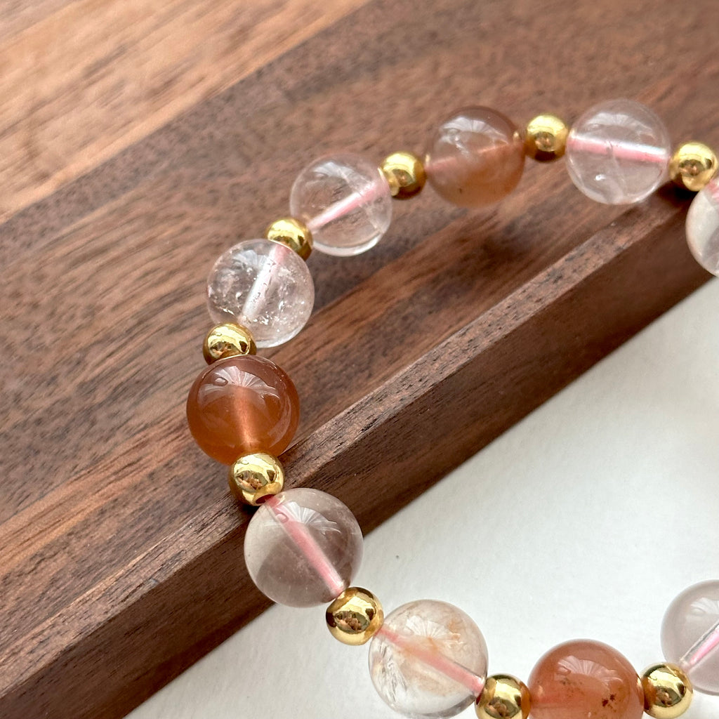 BS199 [Love and Warmth] Red Rabbit Fur Simple Gold Bracelet