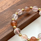 BS199 [Love and Warmth] Red Rabbit Fur Simple Gold Bracelet