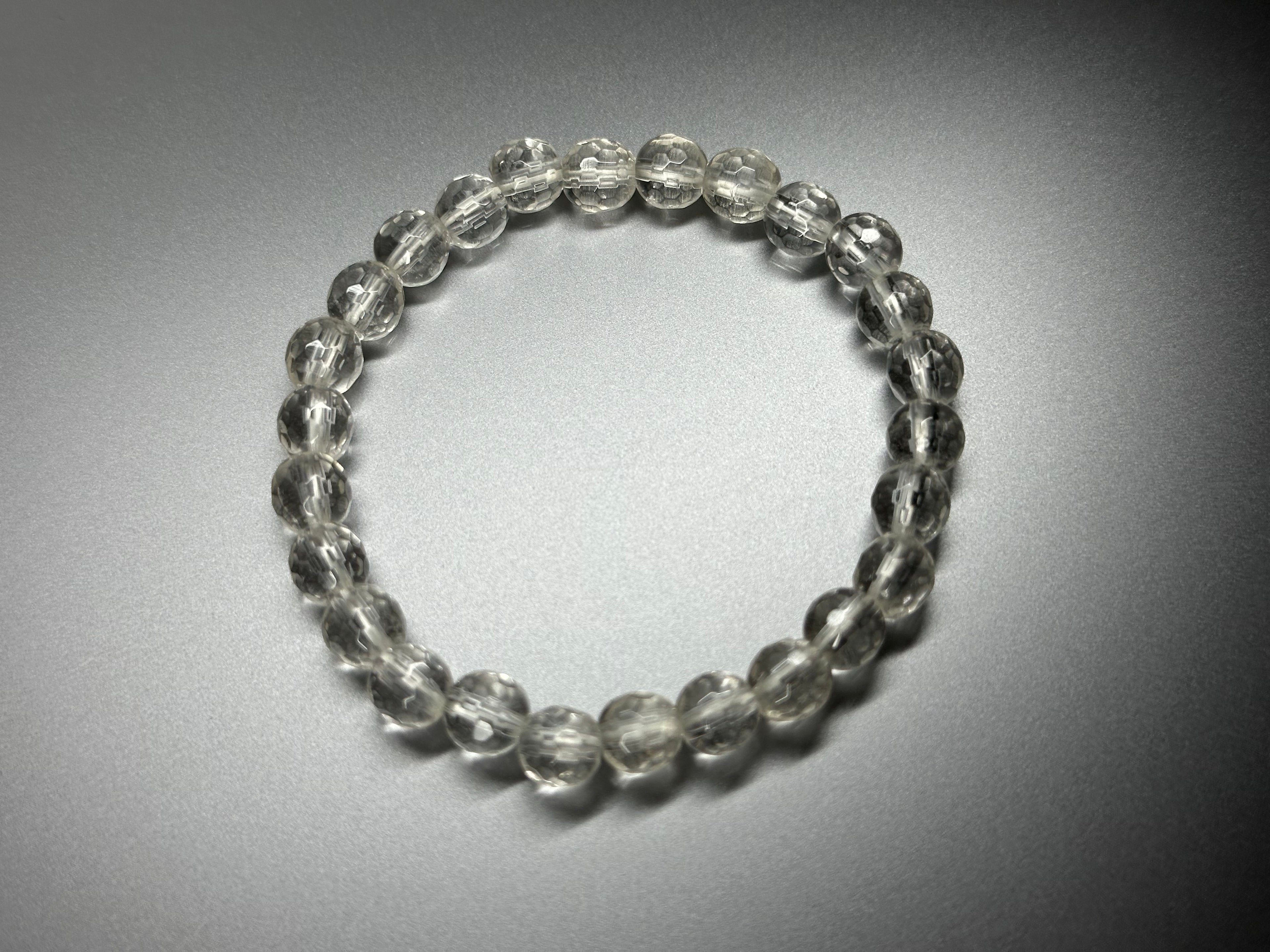 B40 White Crystal Cut-Cornered Pure Bead Bracelet