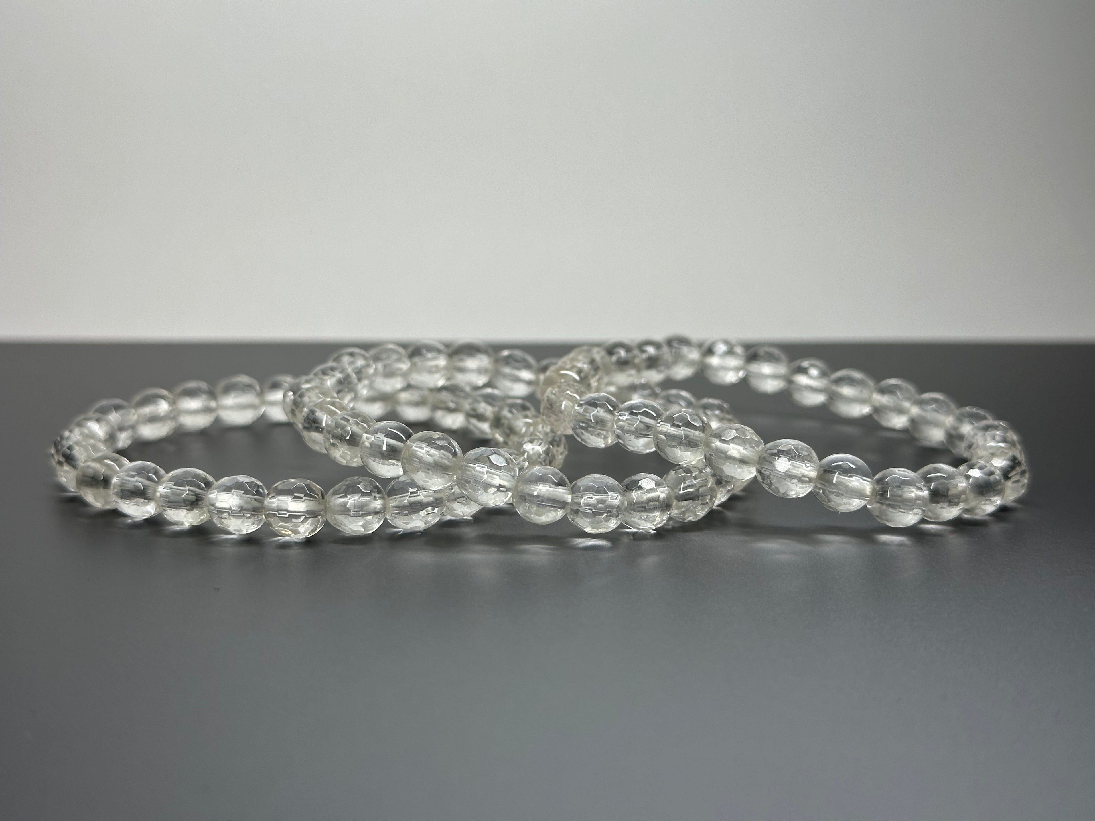 B40 White Crystal Cut-Cornered Pure Bead Bracelet