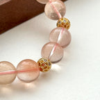 BS200【Love and Warmth】Red Rabbit Fur Gold-plated Ball Bracelet