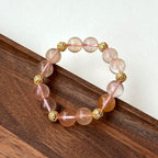 BS200【Love and Warmth】Red Rabbit Fur Gold-plated Ball Bracelet