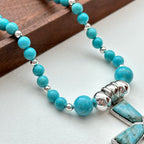 N45 [Sagittarius Capricorn | December Birthday] Blue Turquoise Cross Silver-plated Necklace