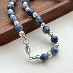 N46【Clear Yourself】Blue Stone Cross Silver-plated Necklace