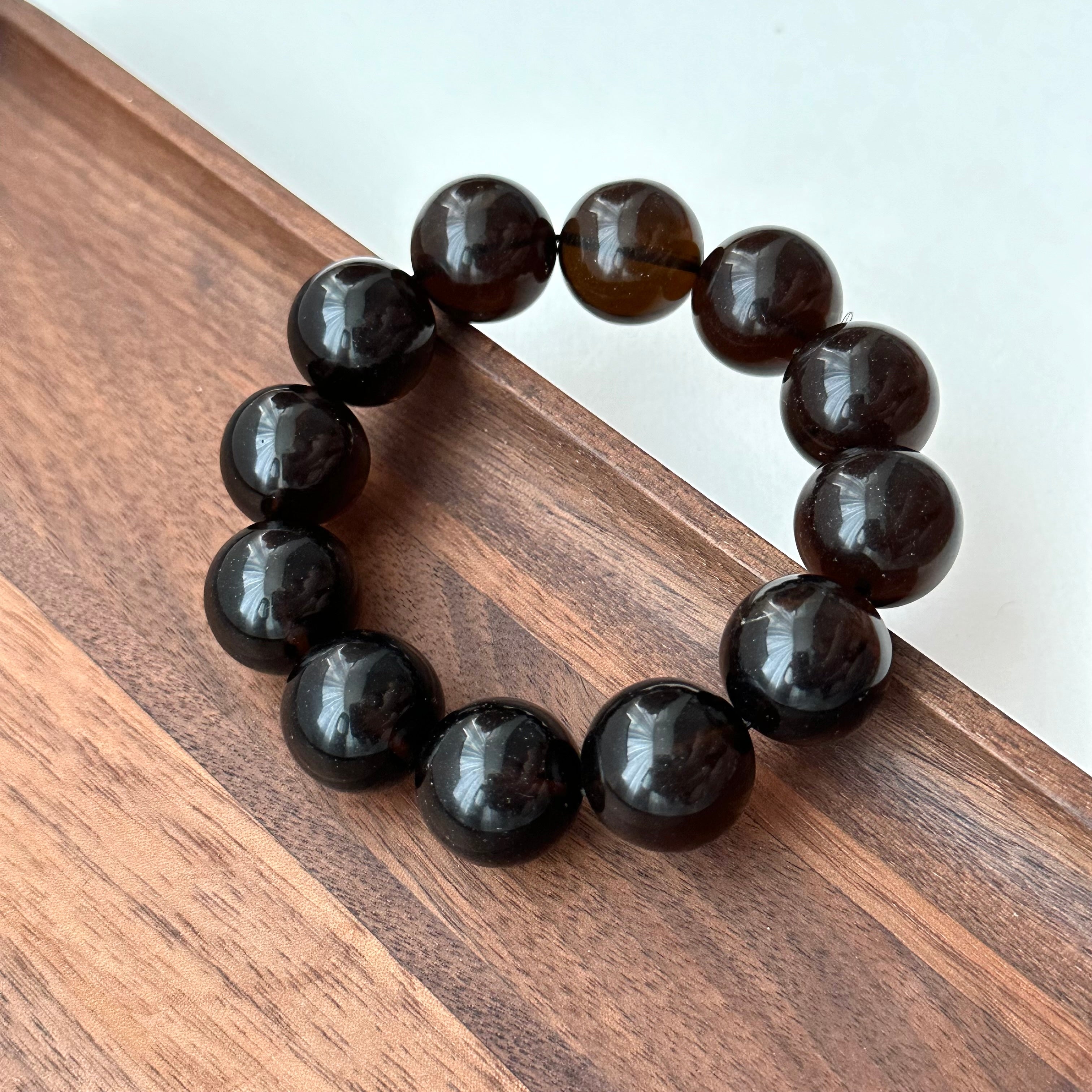 B81 茶晶純珠手鏈手串