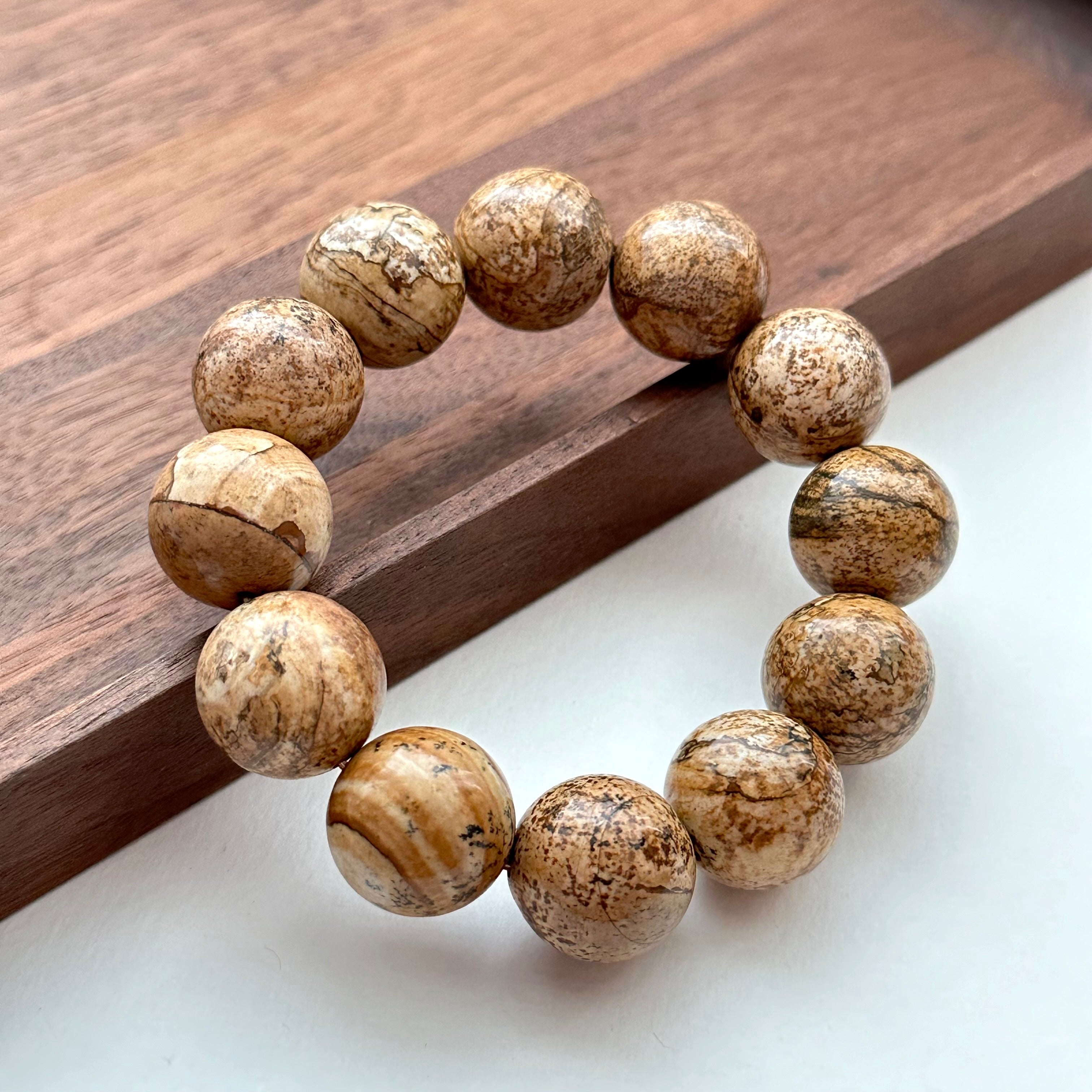 B83 【畢加索沉積岩】圖畫石純珠手鏈手串