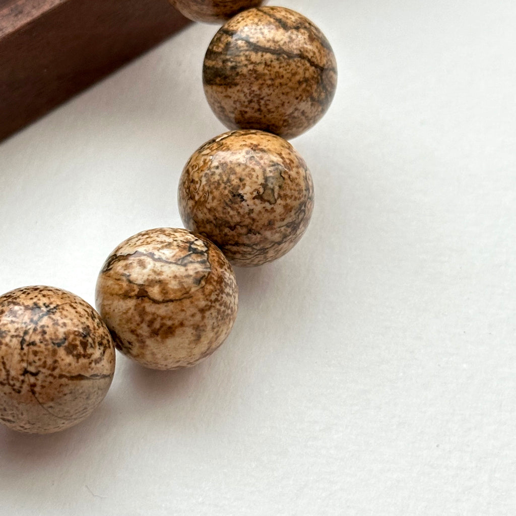 B83 【畢加索沉積岩】圖畫石純珠手鏈手串