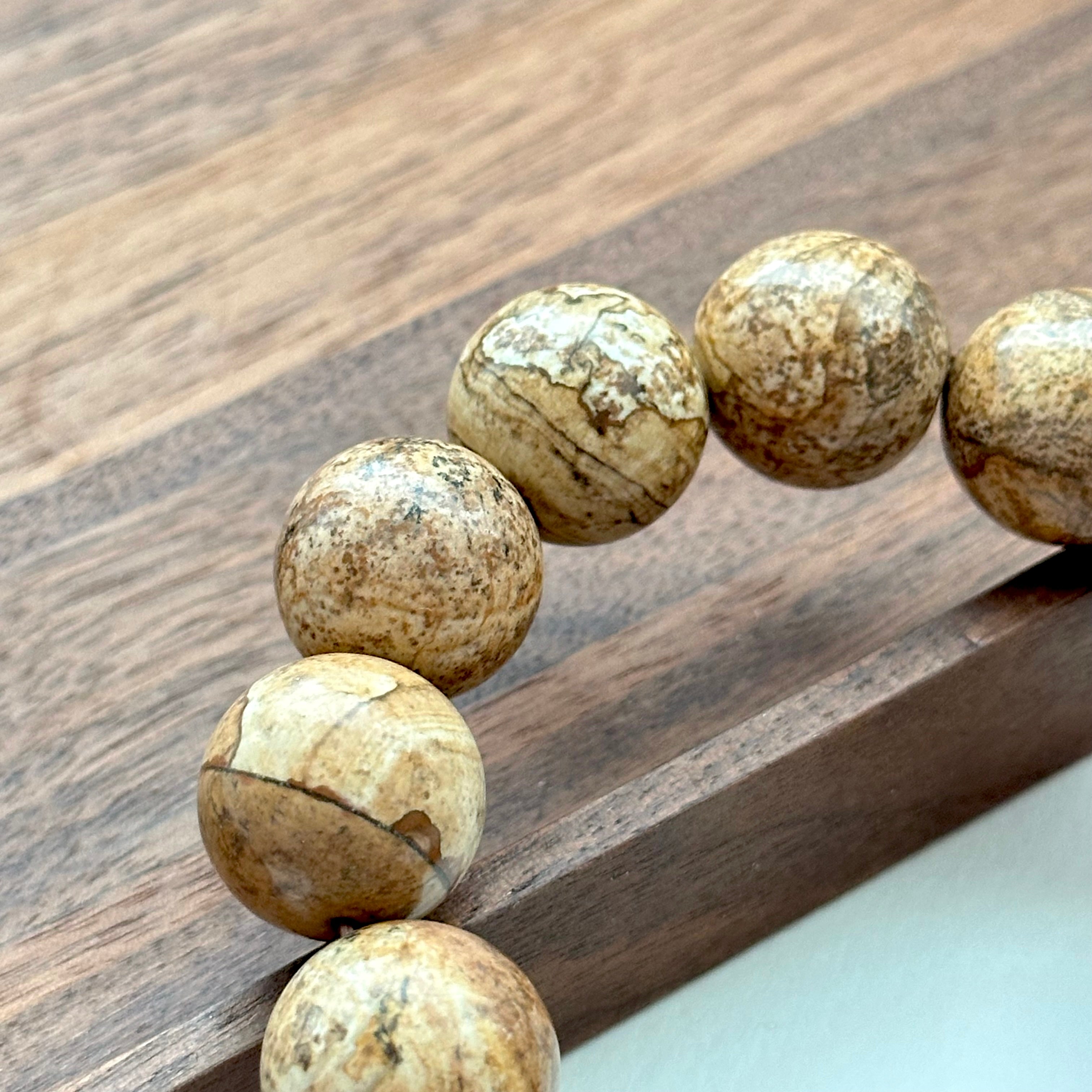 B83 【畢加索沉積岩】圖畫石純珠手鏈手串