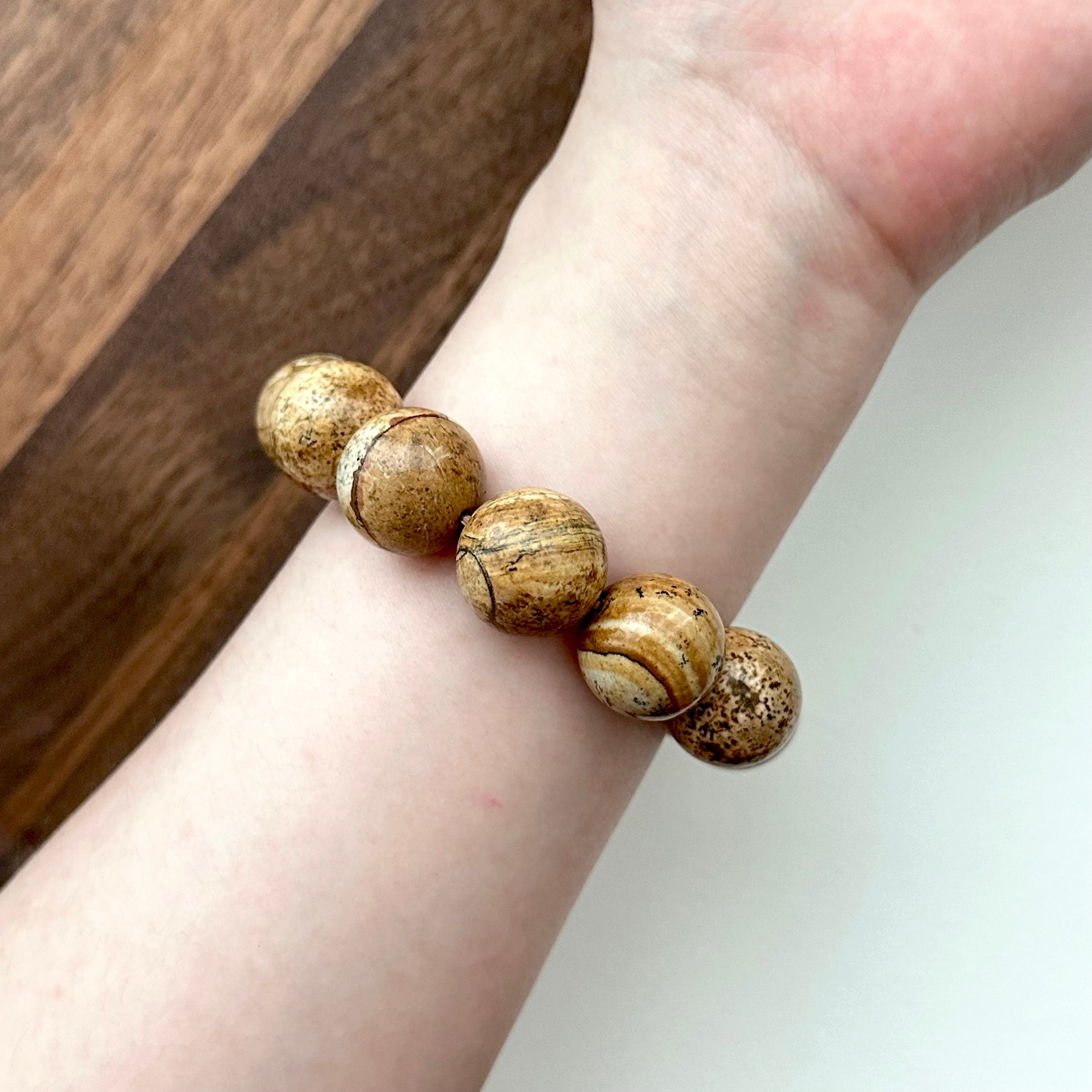 B83 【畢加索沉積岩】圖畫石純珠手鏈手串