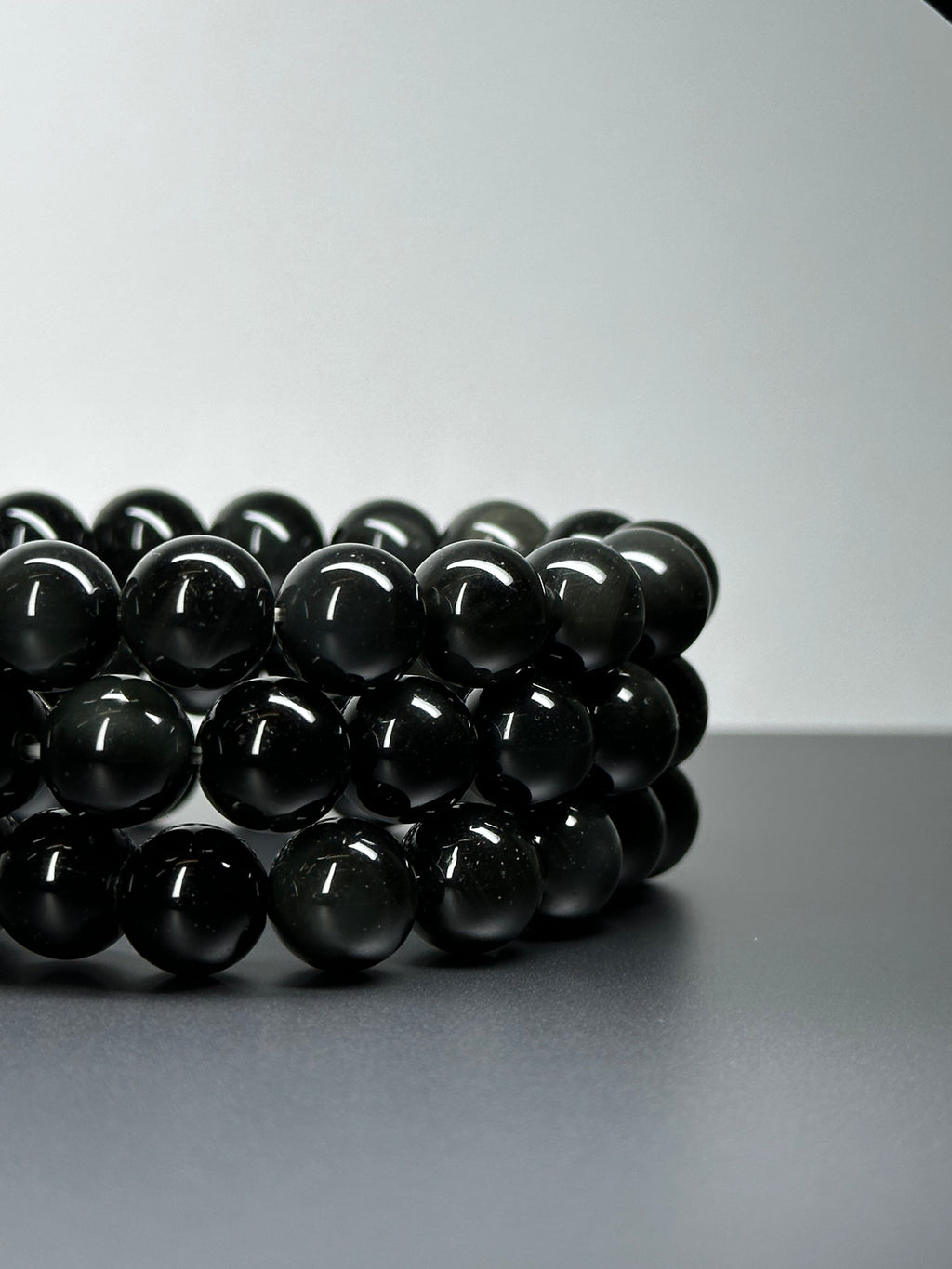 B42 黑曜石純珠手鏈手串