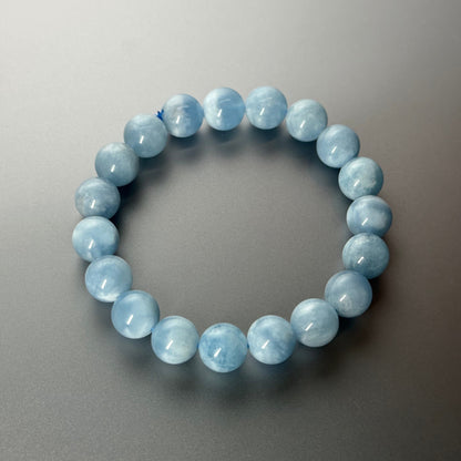 B04【雙魚牡羊座｜3月誕生石】海藍寶天然純珠手鏈手串  Aquamarine Bracelet