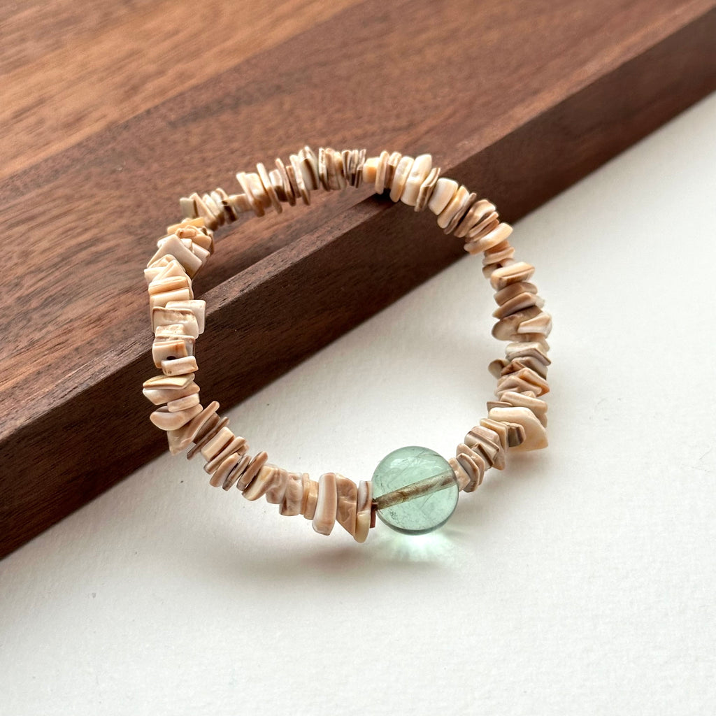 BS201 [Stone of Wisdom] Green Fluorite Sheet Bracelet