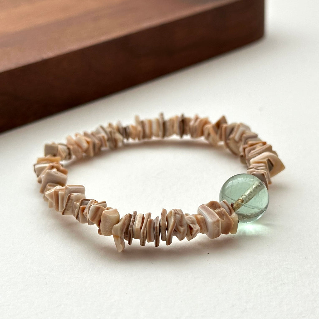 BS201 [Stone of Wisdom] Green Fluorite Sheet Bracelet