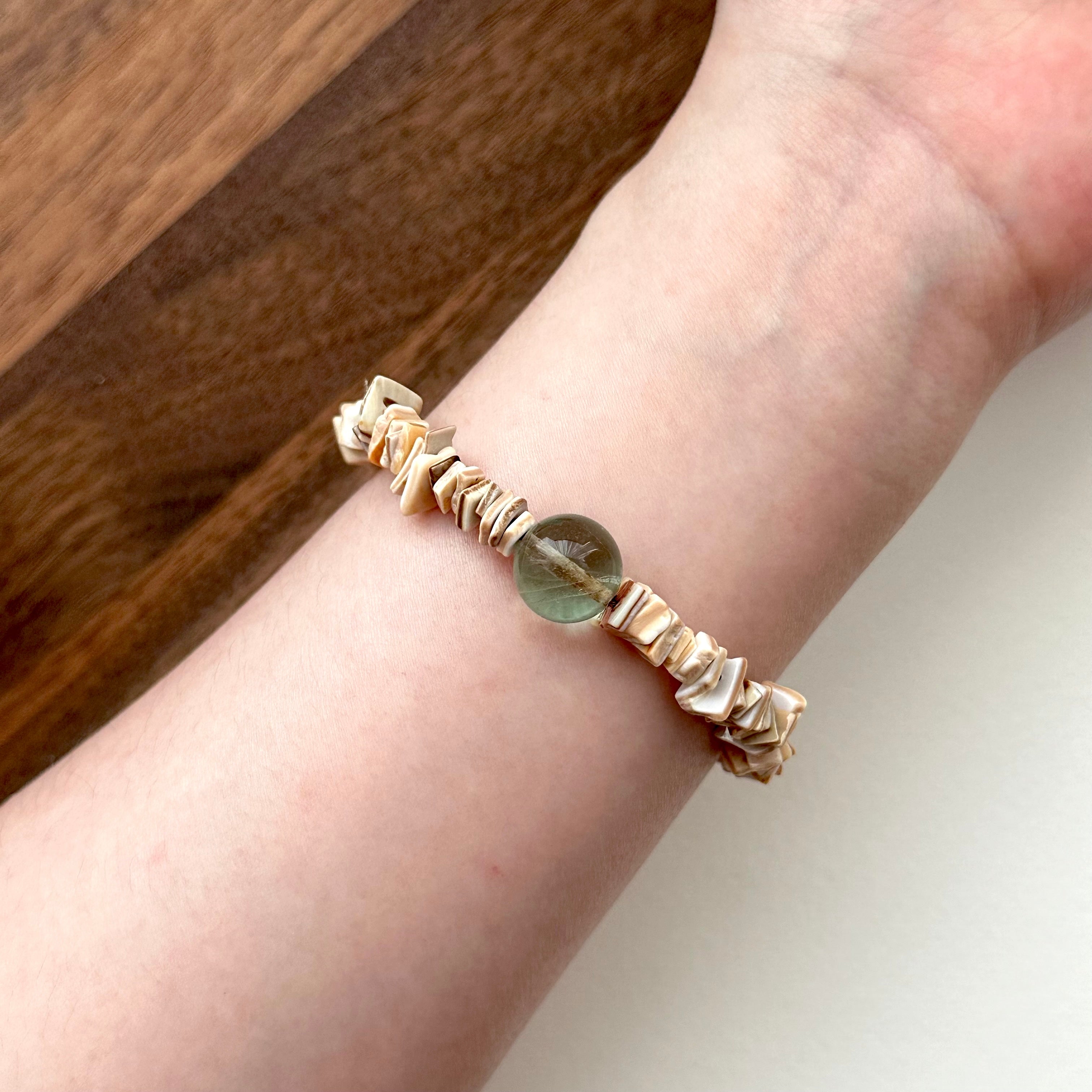 BS201 [Stone of Wisdom] Green Fluorite Sheet Bracelet