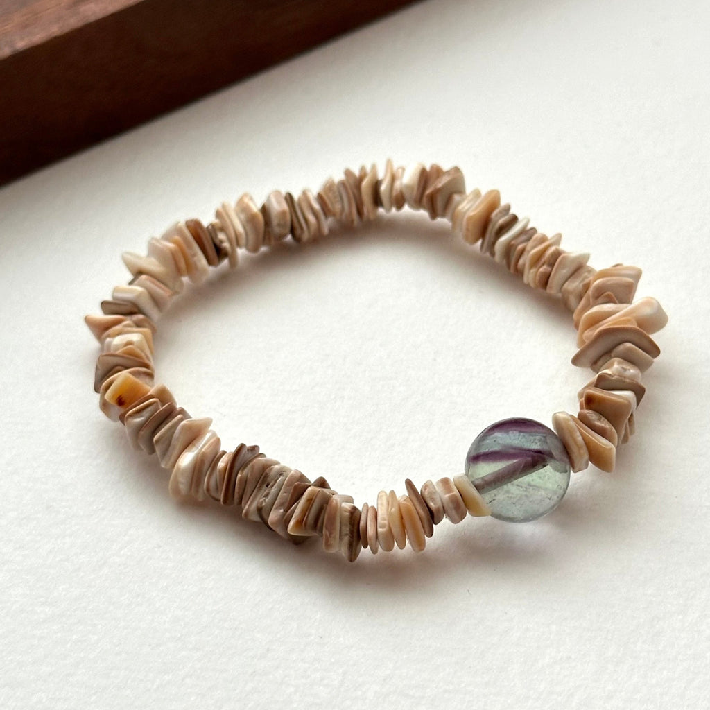 BS204 [Stone of Wisdom] Purple Fluorite Sheet Bracelet