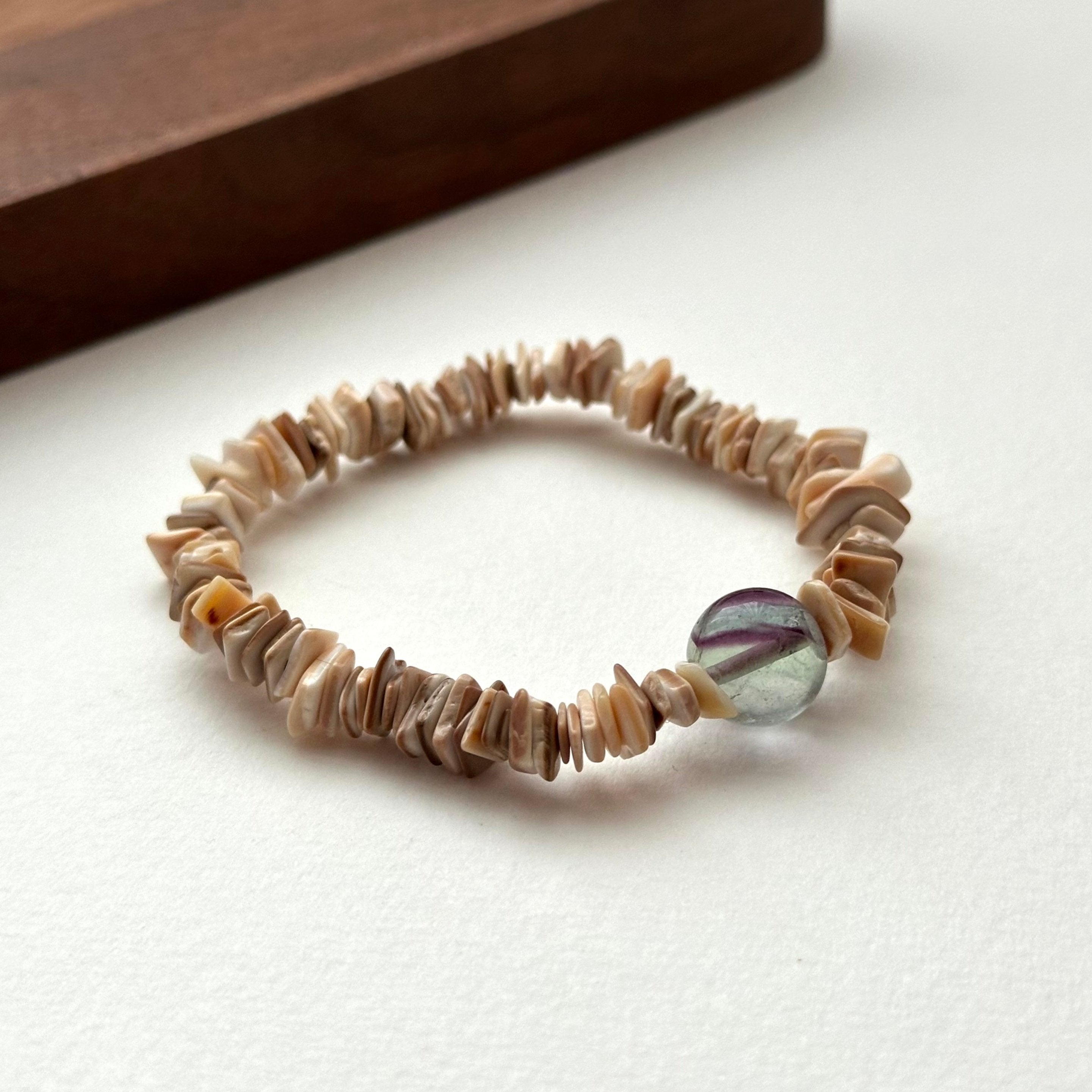 BS204 [Stone of Wisdom] Purple Fluorite Sheet Bracelet