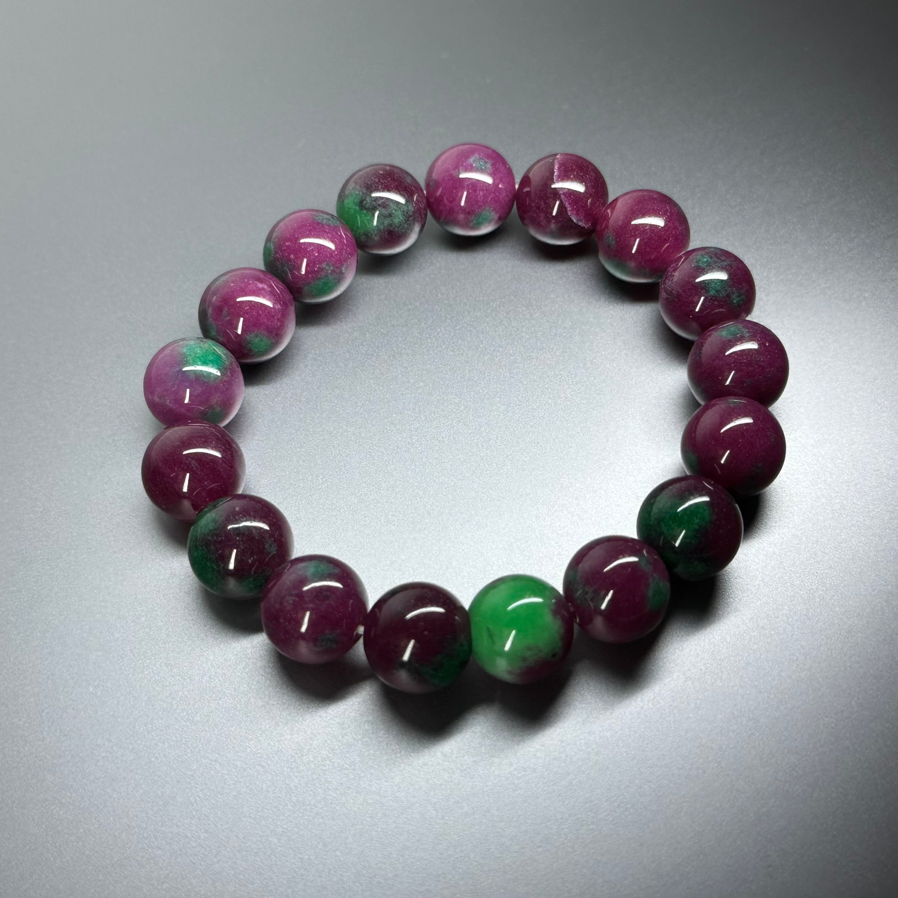 B15 Ruby and Emerald Pure Bead Bracelet