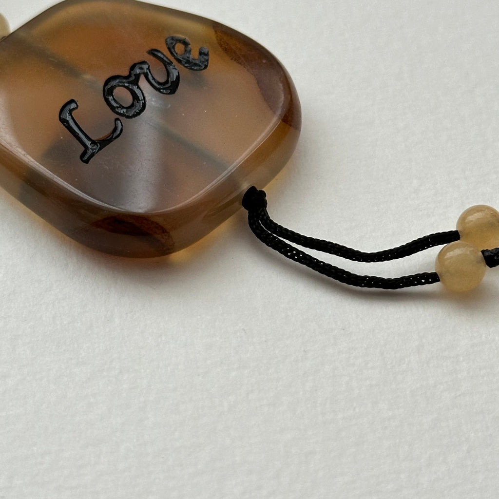 N50 [Leo Virgo | August] Brown Agate Blessing Stone Necklace