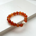 BS206 [Cancer-Leo | July] Red Agate | White Mother-of-Pearl Horseshoe Shell Bracelet