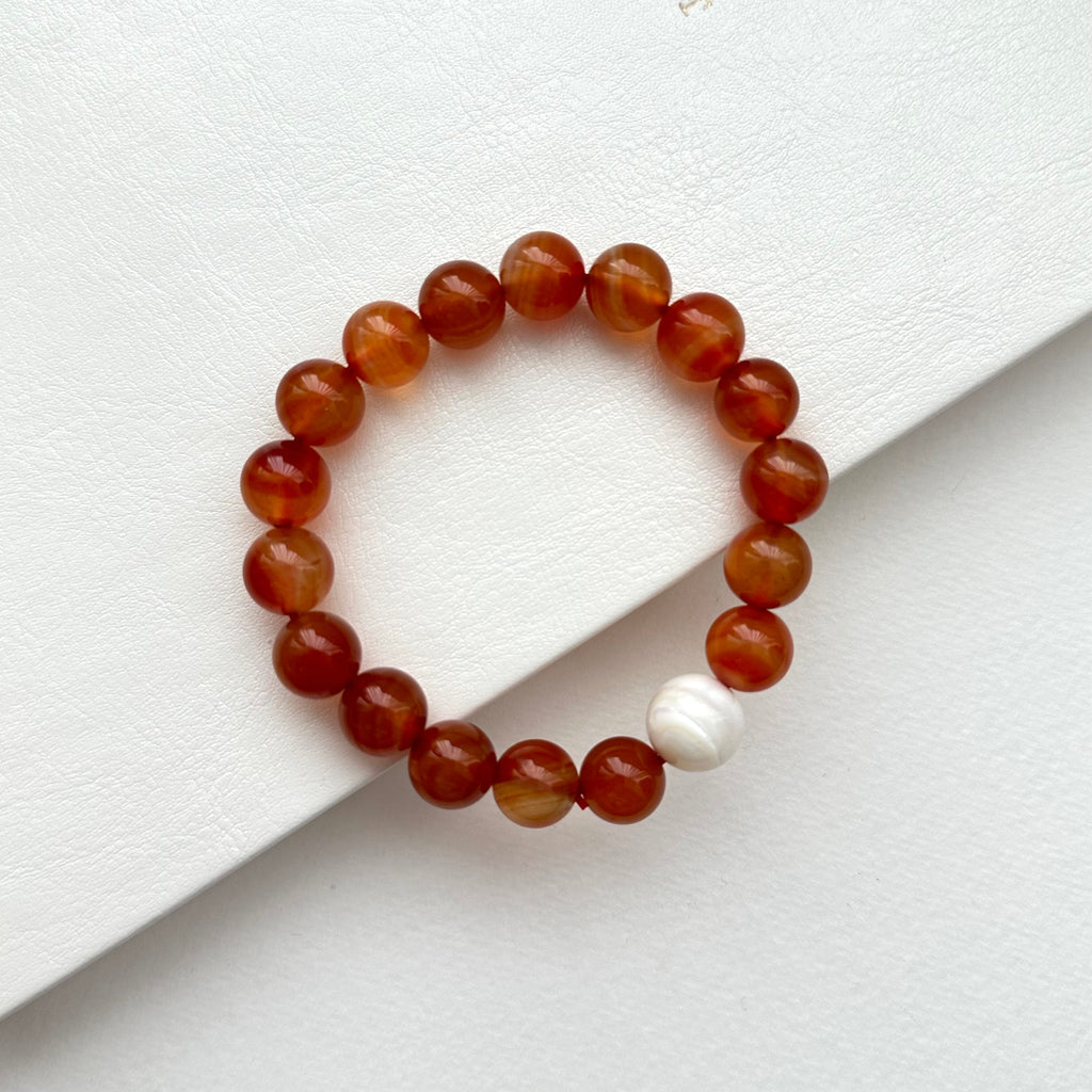 BS206 [Cancer Leo | July] Red agate conch bracelet