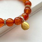 BS207 [Cancer Leo | July] Red agate ring gold-plated Buddha amulet bracelet
