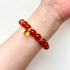 BS207 [Cancer Leo | July] Red agate ring gold-plated Buddha amulet bracelet