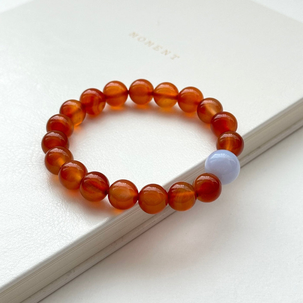 BS208 [Cancer Leo | July] Red agate and blue agate bracelet