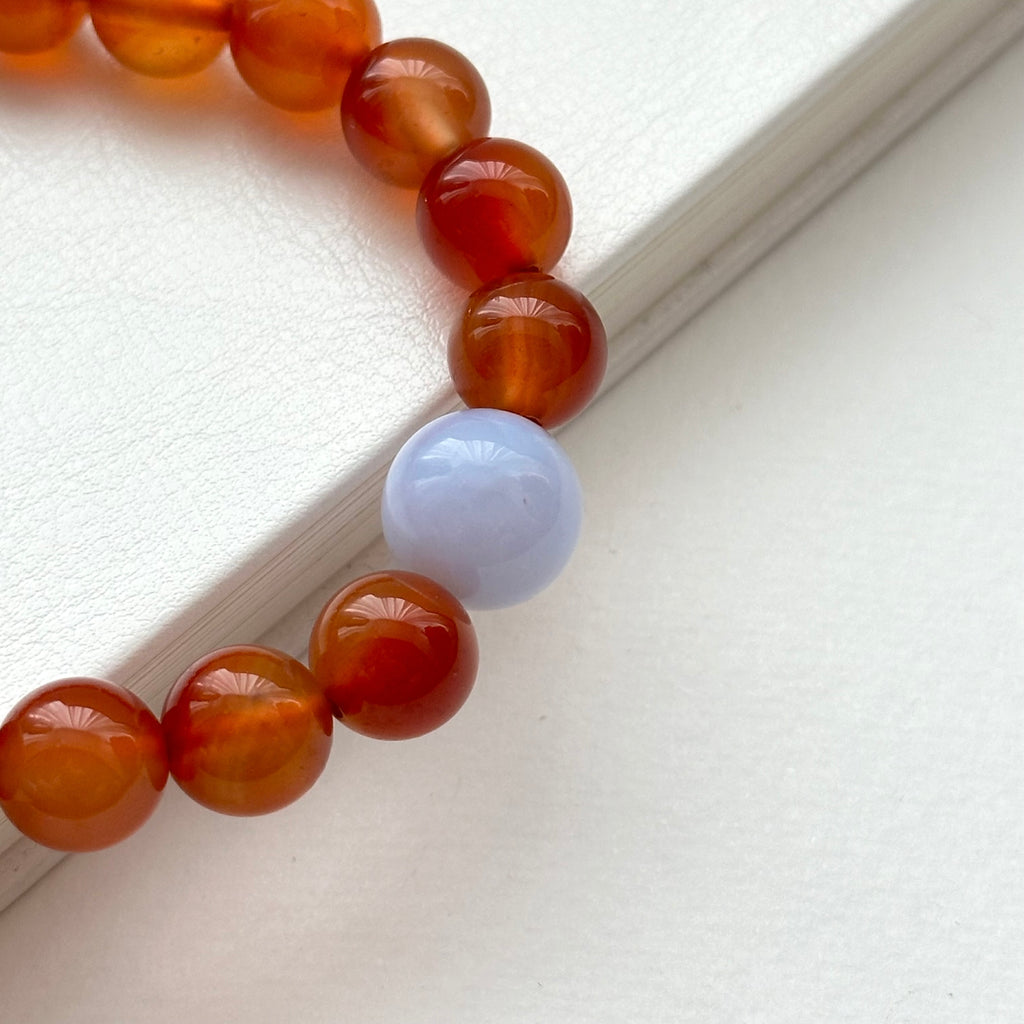 BS208 [Cancer Leo | July] Red agate and blue agate bracelet