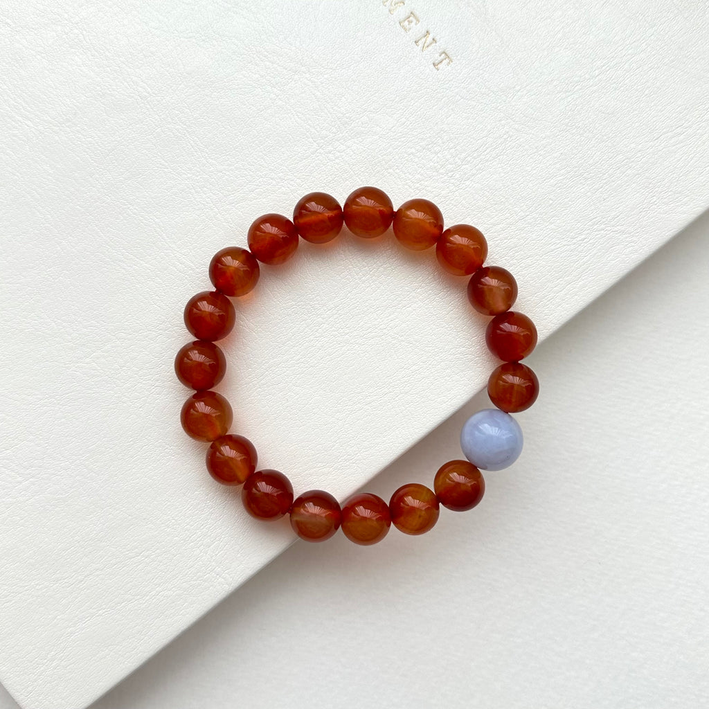 BS208 [Cancer Leo | July] Red agate and blue agate bracelet