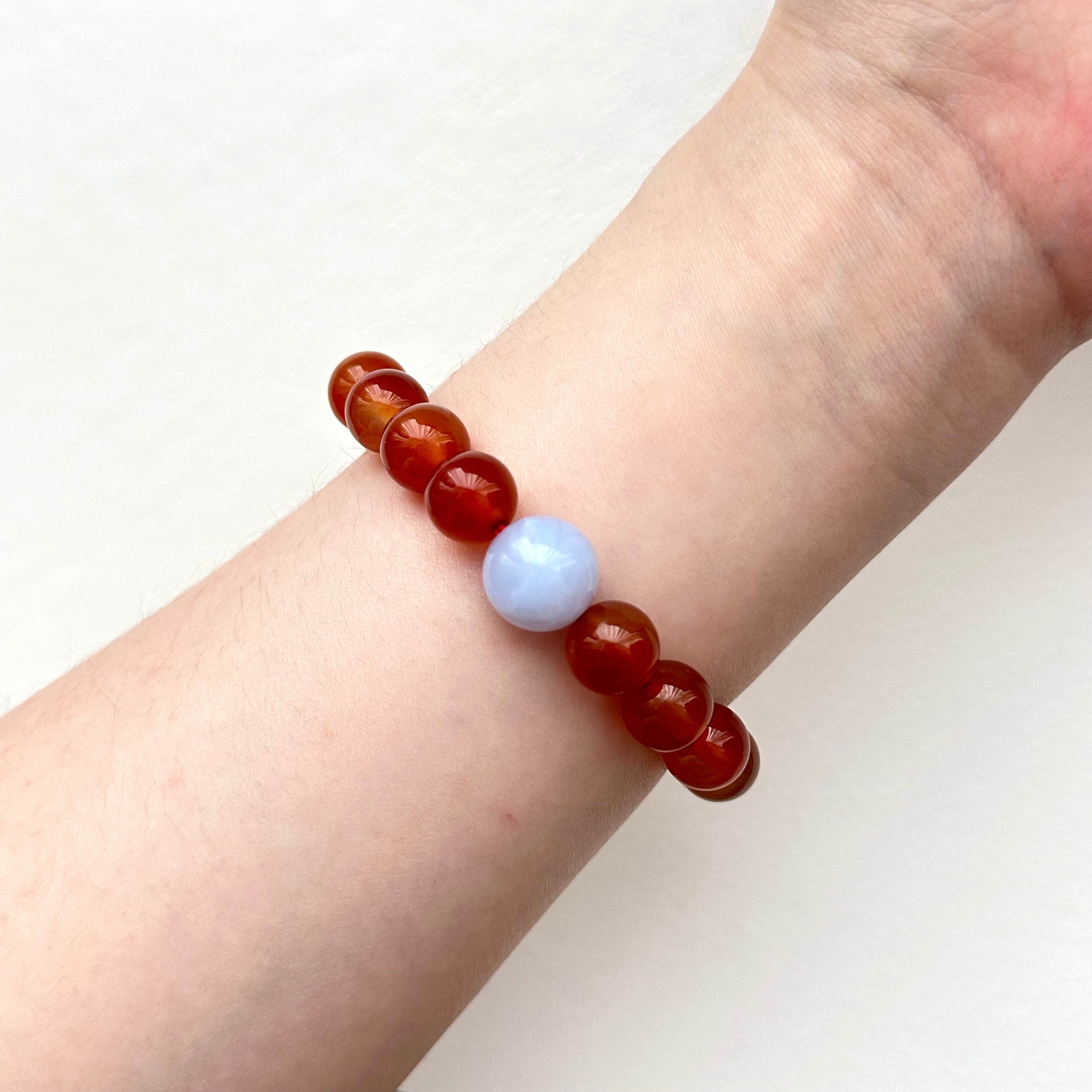 BS208 [Cancer Leo | July] Red agate and blue agate bracelet