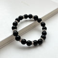 BS151 [Leo Virgo | August] Black agate silver-plated bracelet