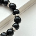 BS151 【獅子處女座|8月】黑瑪瑙鍍銀手鏈手串