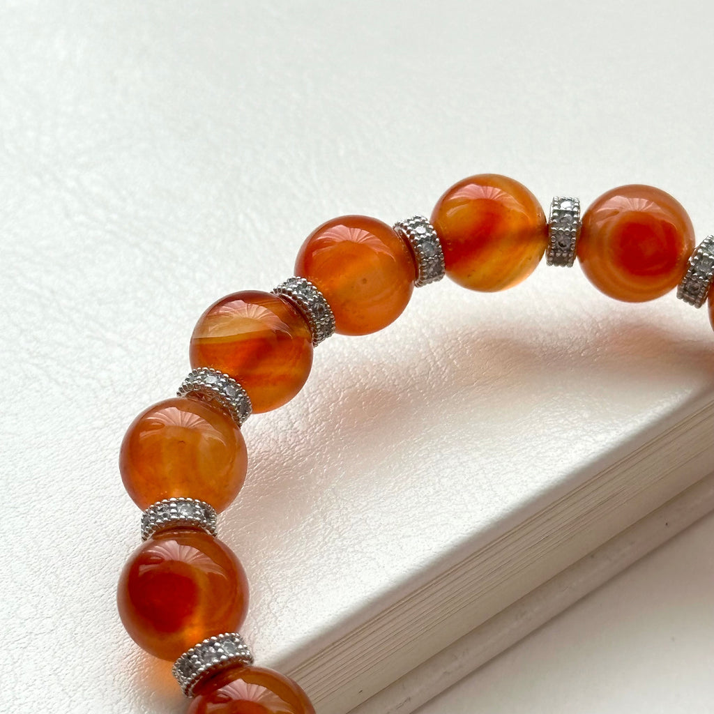 BS211 [Cancer Leo | July] Red agate lavender amethyst ring silver-plated bracelet