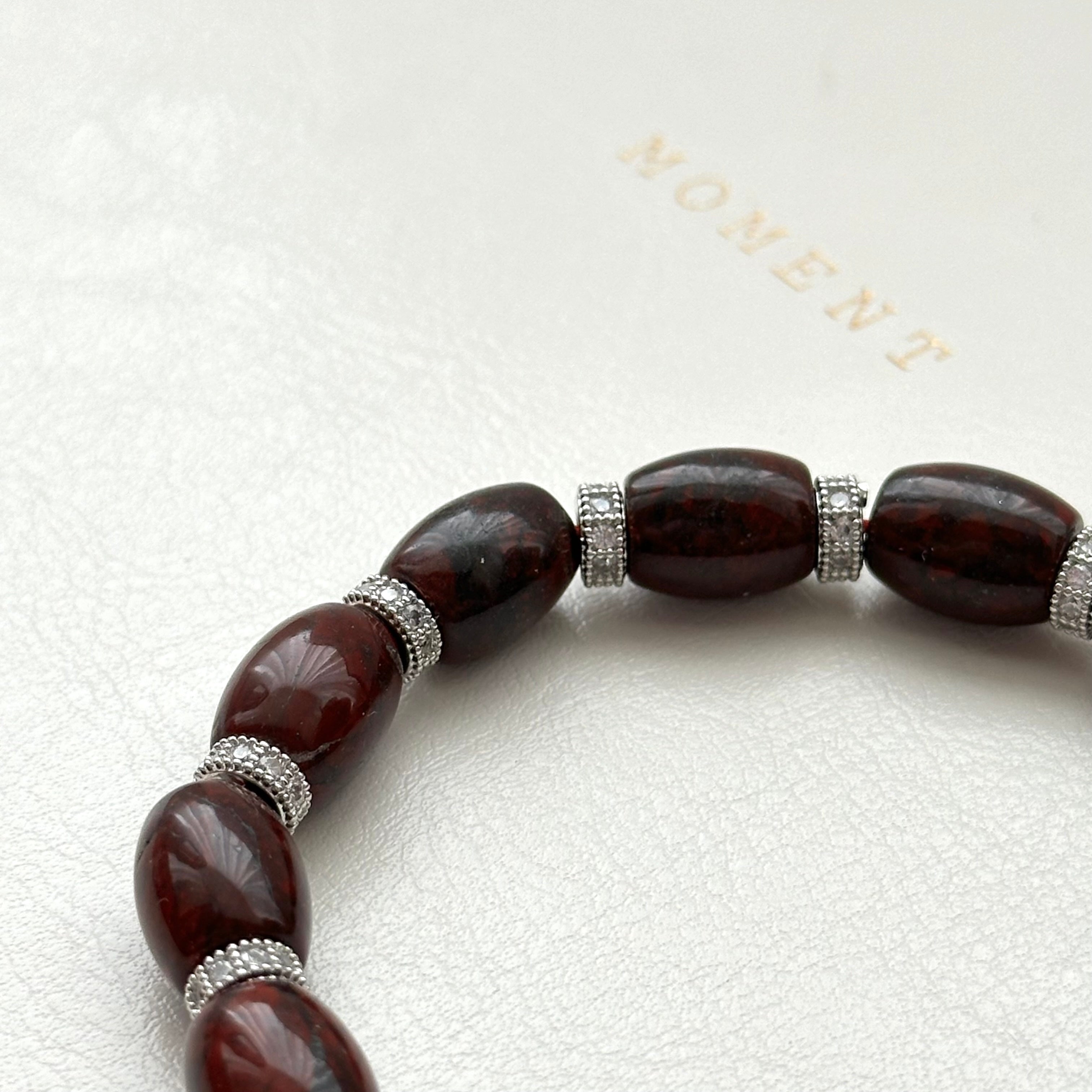 BS212 [Pisces Aries | Born in March] Bloodstone Classic Silver-plated Bracelet