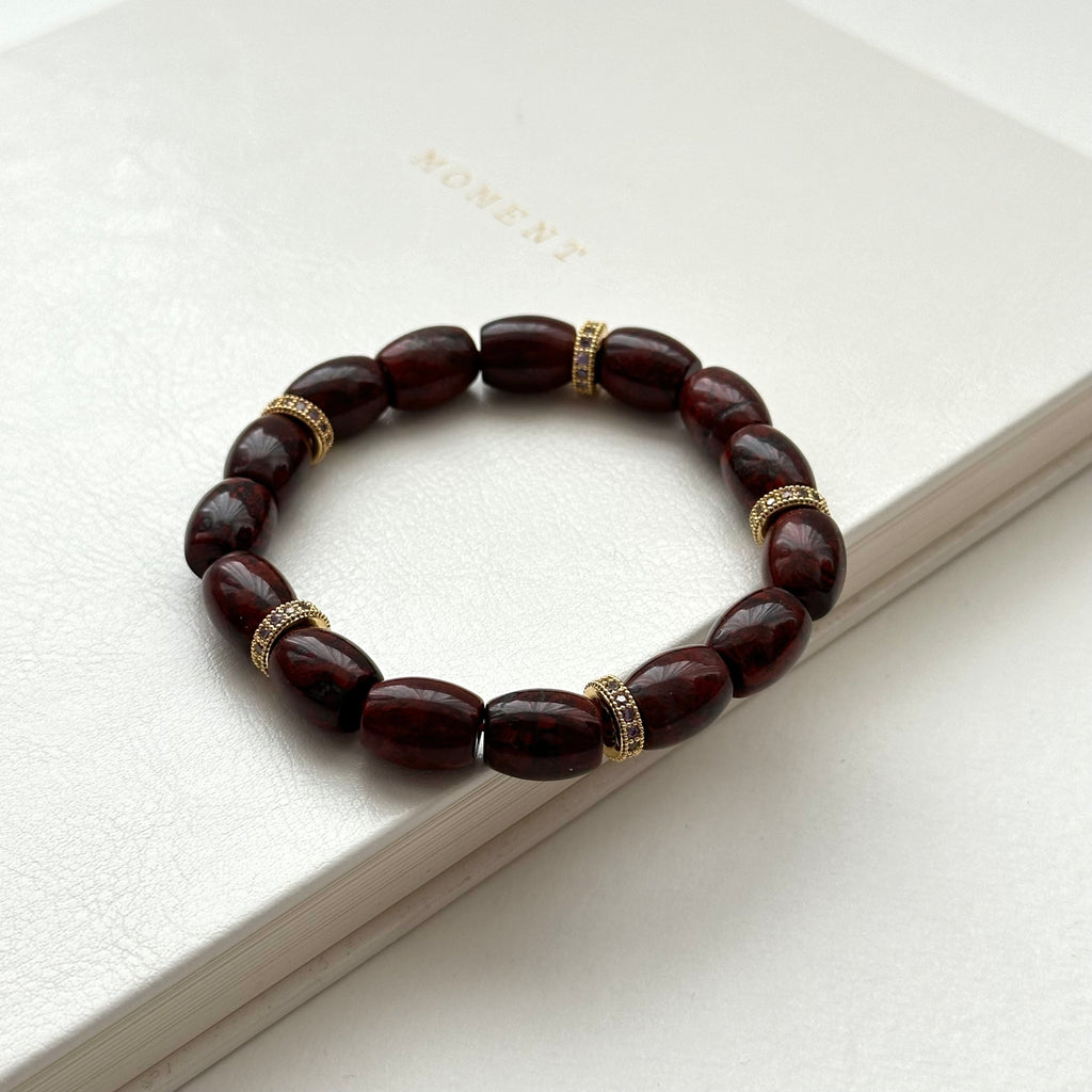 BS213 [Pisces Aries | Born in March] Bloodstone Classical Gold-plated Bracelet