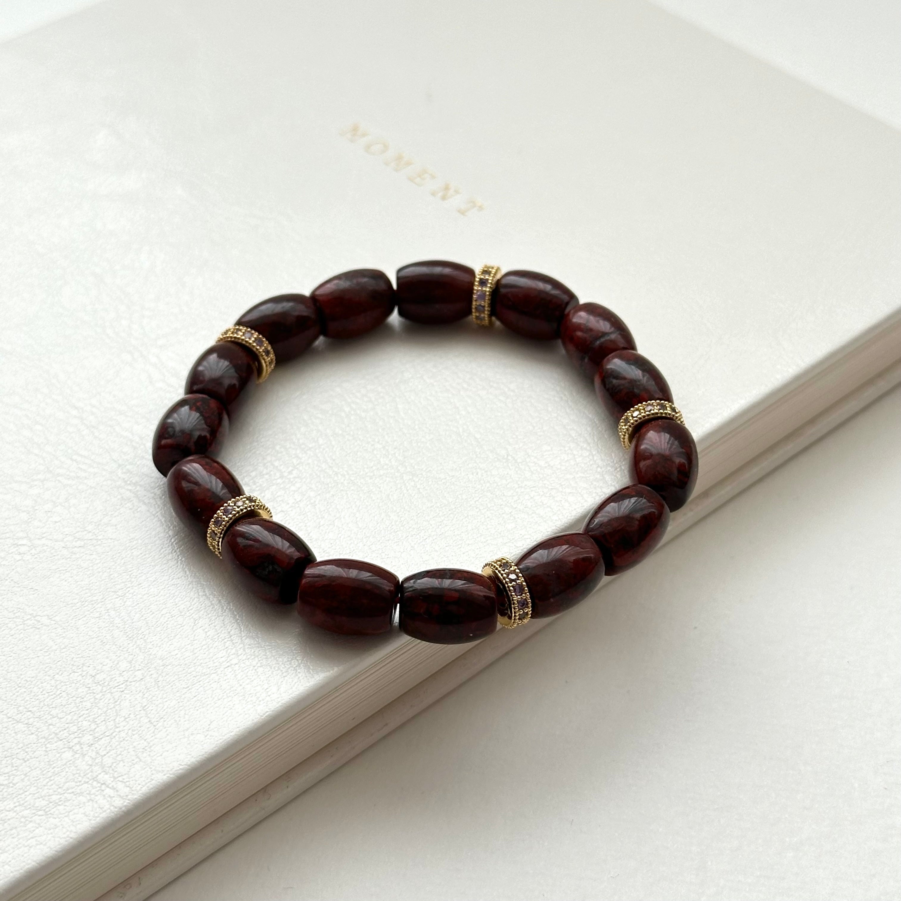 BS213 [Pisces Aries | Born in March] Bloodstone Classical Gold-plated Bracelet